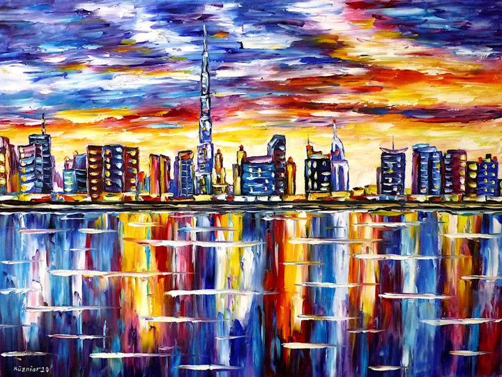 Dubai Skyline 绘画, 23.6x31.5 in