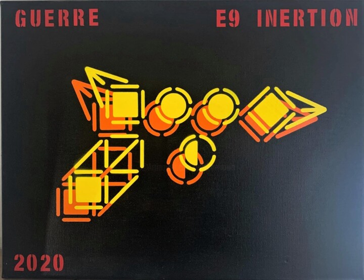 GUERRE (sprays on canvas) 绘画, 15x18.1 in