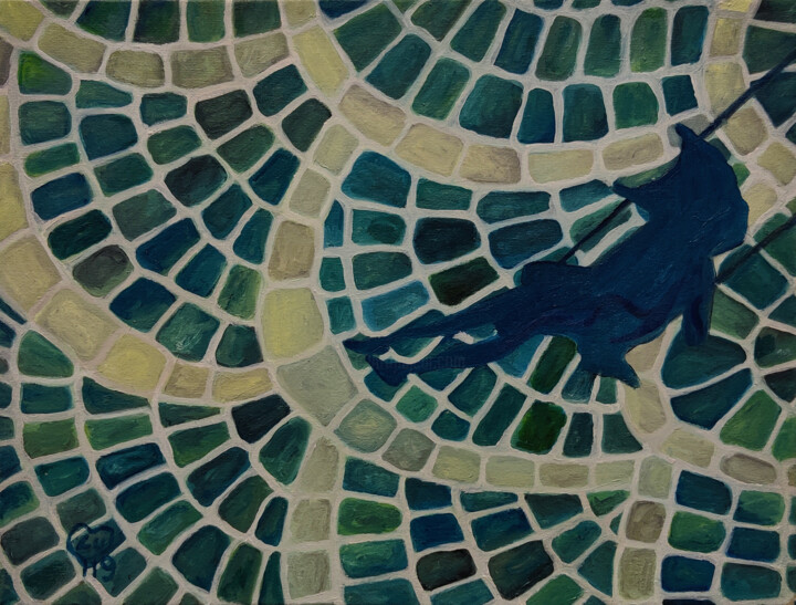 Painting titled "L in Shadows" by Luna Smith, Original Artwork, Oil Mounted on Wood Stretcher frame