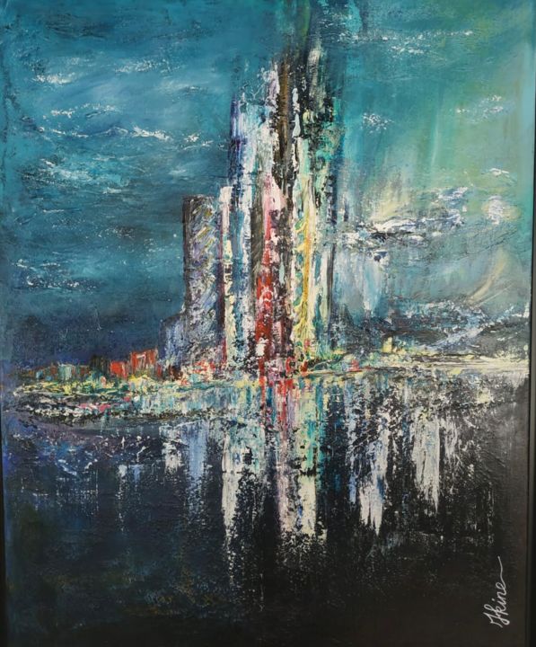 Peinture intitulée "New-York" par Hkine, Œuvre d'art originale, Acrylique