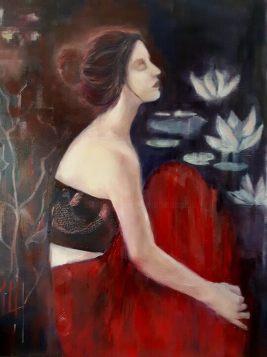 Peinture intitulée "Meditation" par Marie Pascale Martins, Œuvre d'art originale, Huile Monté sur Châssis en bois