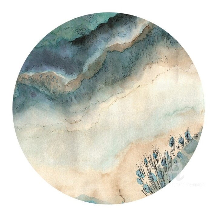 Peinture intitulée "HM4 papier-peint La…" par Hélène Mongin, Œuvre d'art originale, Encre