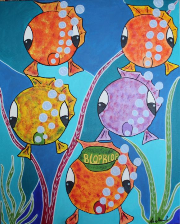 BLOP BLOP ET SA BANDE 绘画, 28.7x23.6 in