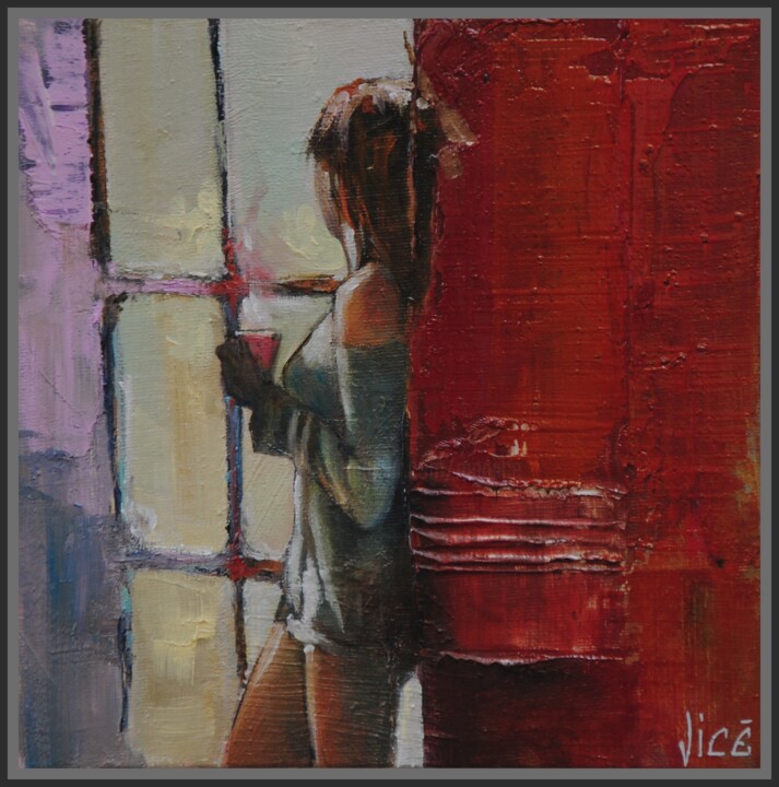 Peinture intitulée "Waiting for the sun" par Jicé, Œuvre d'art originale, Huile Monté sur Panneau de bois