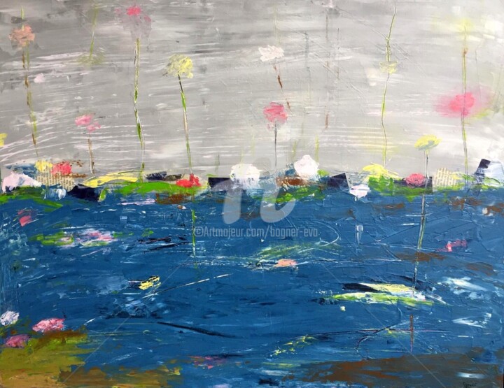 Painting titled "am Ufer" by Bogner Eva, Original Artwork, Acrylic