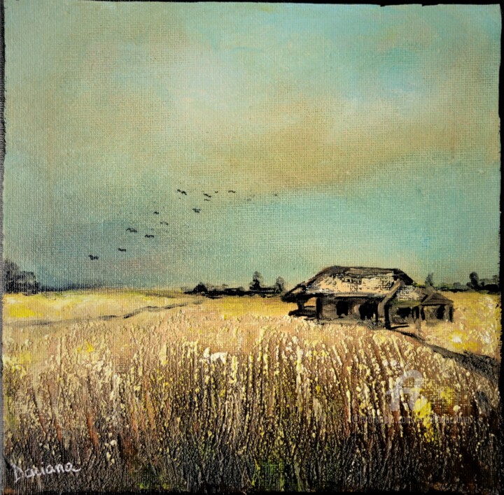 Malerei mit dem Titel "Champ de mais" von Daciana, Original-Kunstwerk, Acryl