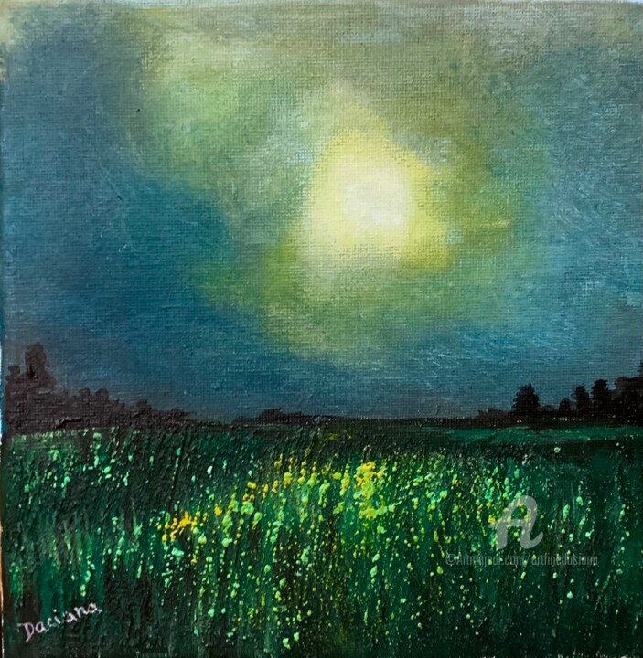 Malerei mit dem Titel "Nuit d’été" von Daciana, Original-Kunstwerk, Acryl