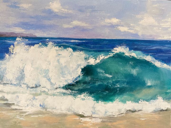 Malerei mit dem Titel "Wave" von Iryna Nuhimovich, Original-Kunstwerk, Öl Auf Keilrahmen aus Holz montiert