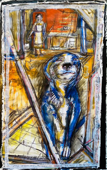 Painting titled "L'attente" by Julien Adans (JuAD), Original Artwork, Watercolor