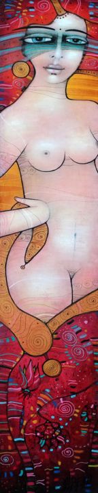 Peinture intitulée "Lily" par Albena Vatcheva, Œuvre d'art originale, Huile Monté sur Châssis en bois