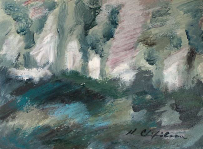 Painting titled "Grey garden 2" by Nathalia Chipilova, Original Artwork, Acrylic