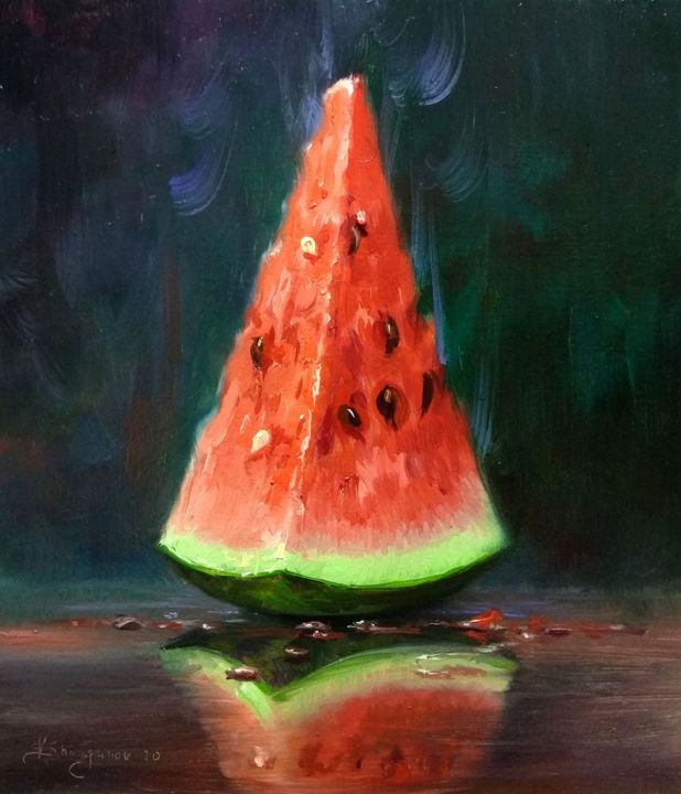 Painting titled "Sweet piece of wate…" by Vladislav Shurganov, Original Artwork, Oil