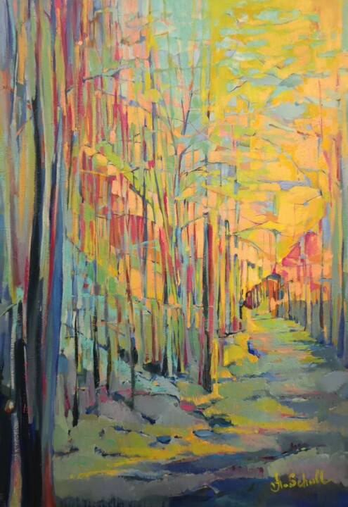 Painting titled "Sonate d'automne2" by Anastasiia Schull, Original Artwork, Oil