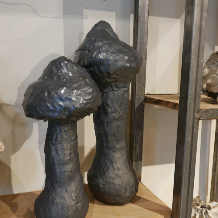 Sculpture titled "CHAMPIGNONS NOIRS" by Coco Eugene Lacroix, Original Artwork, Ceramics
