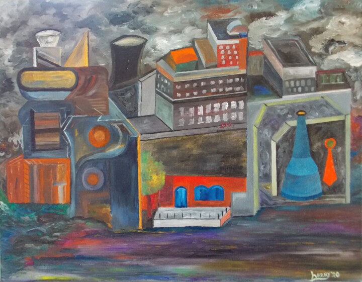 Das Irrenhaus auf der anderen Seite des Teiches 绘画, 13.8x17.7 in