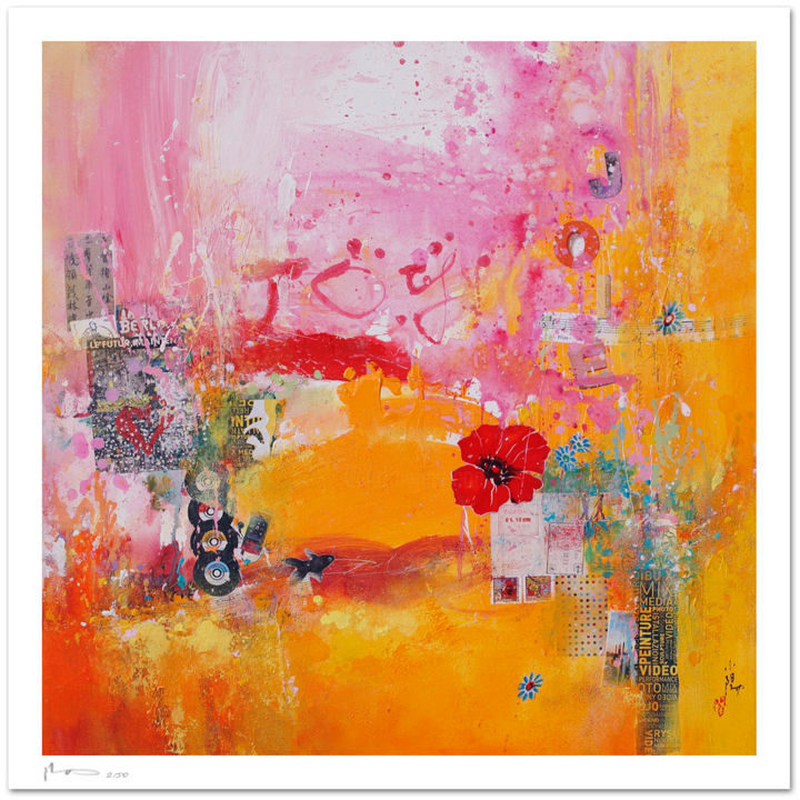 Joy - Tirage d'art signé, numéroté Printmaking, 23.6x23.6 in