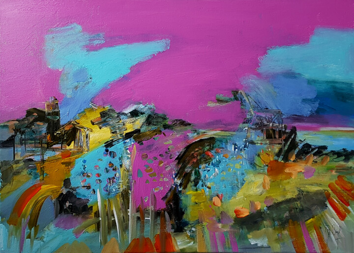 Peinture intitulée "Promenade en traver…" par Muriel Cayet, Œuvre d'art originale, Acrylique Monté sur Châssis en bois