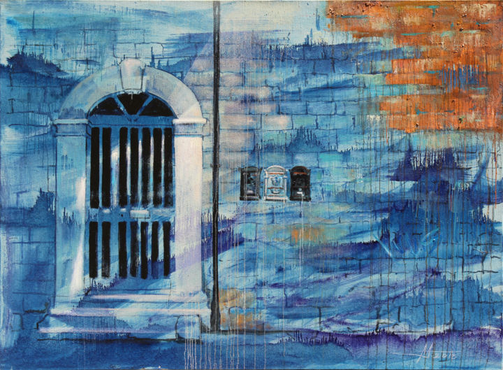 Painting titled "EXPECTATION" by Anatoliy Menkiv, Original Artwork, Oil Mounted on Wood Stretcher frame