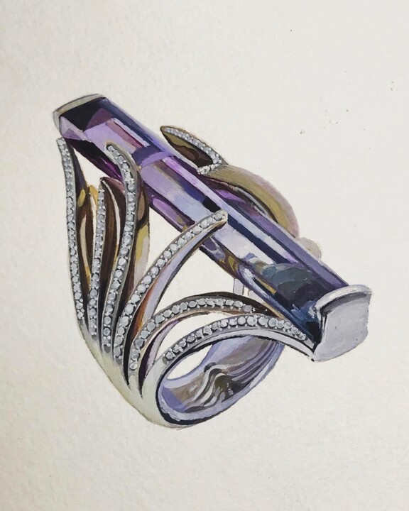 'Tourmaline ring' 绘画, 7.1x5.8 in