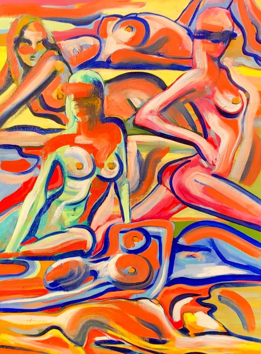 Painting titled "Gauguin's nights" by Barbsie, Original Artwork, Oil