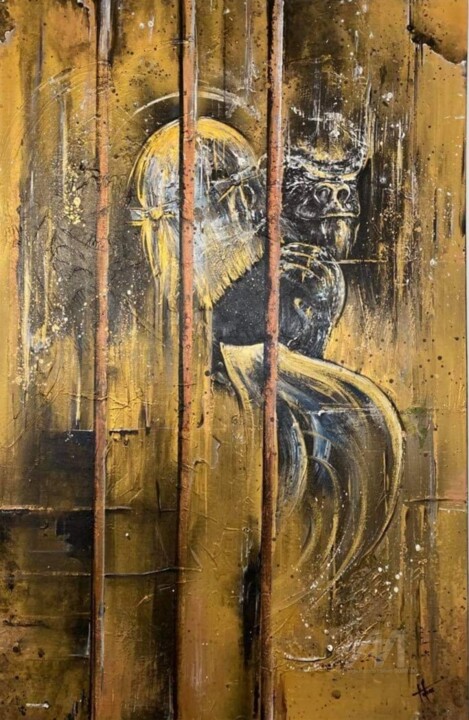 Le singe et la fille 绘画, 45.3x31.5 in