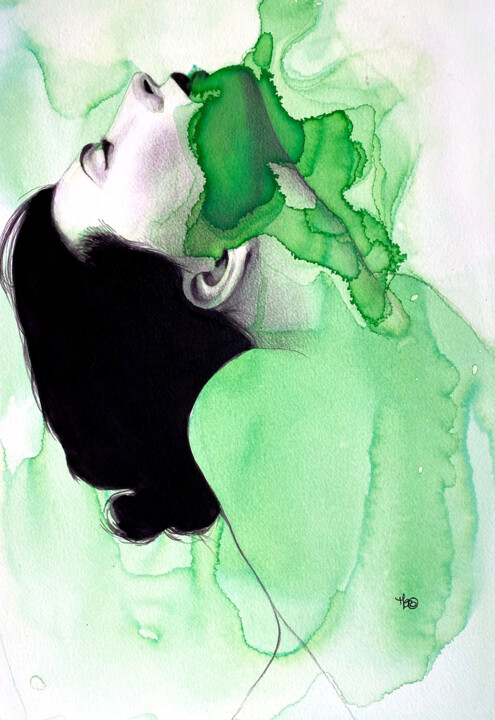 Painting titled "Rainbow vert" by Madeline Berger (MadB), Original Artwork, Graphite