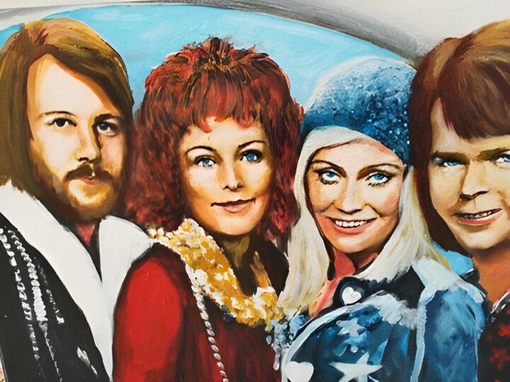 ABBA oil painting on canvas 绘画, 16.1x20.9 in