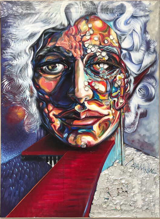 Peinture intitulée "" Somme des Tragédi…" par Grégory Dreyfus, Œuvre d'art originale, Acrylique Monté sur Châssis en bois