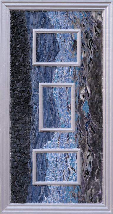 Sculptuur getiteld "Rivages" door Jean-Pierre Duvaux, Origineel Kunstwerk, Mozaïek Gemonteerd op Houten paneel
