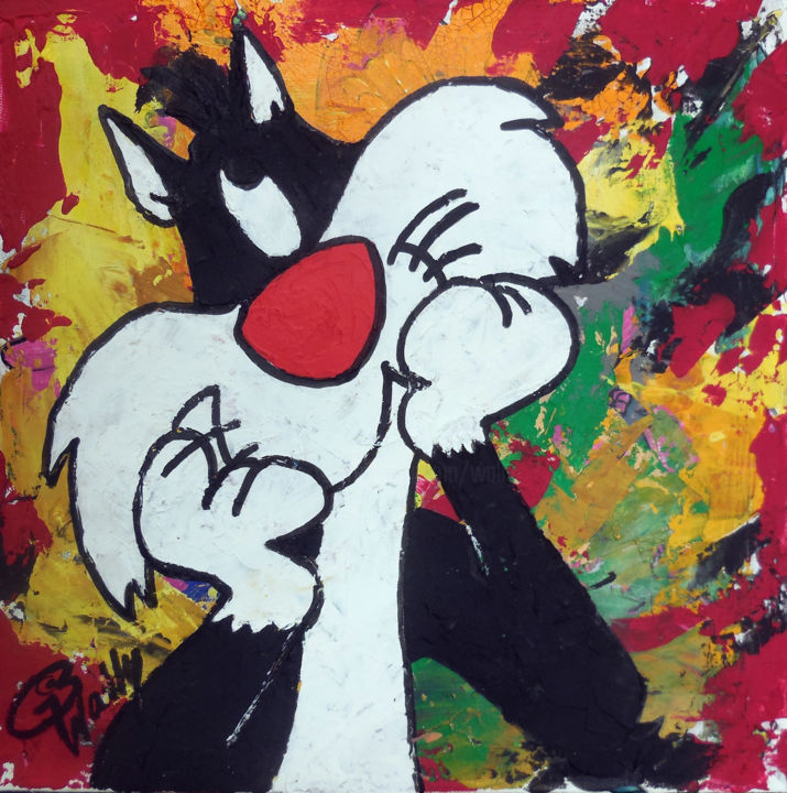 Peinture intitulée "Sylvestre ou Gros M…" par Wally, Œuvre d'art originale, Acrylique