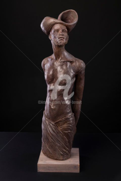 Sculpture intitulée "L'homme, Le Voyageur" par Valerie Barrault, Œuvre d'art originale, Argile