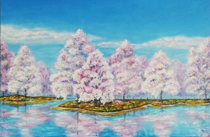 Painting titled "Spring Time" by Iryna Fedarava, Original Artwork, Oil Mounted on Wood Stretcher frame