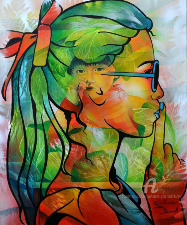 Peinture intitulée "Boutd'chou" par Jeannette Guichard-Bunel, Œuvre d'art originale, Huile Monté sur Châssis en bois