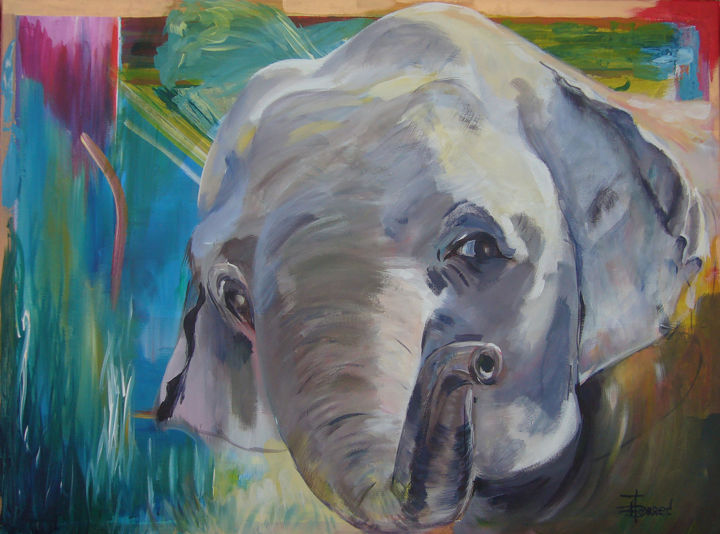 Elephant 绘画, 23.6x31.5 in