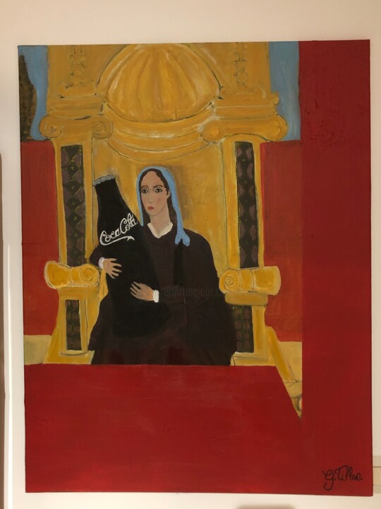 Vierge à l'enfant. 绘画, 35.4x27.4 in
