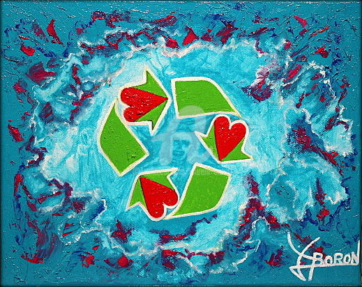 RECYCLONS L' AMOUR 绘画, 9.5x11.8 in