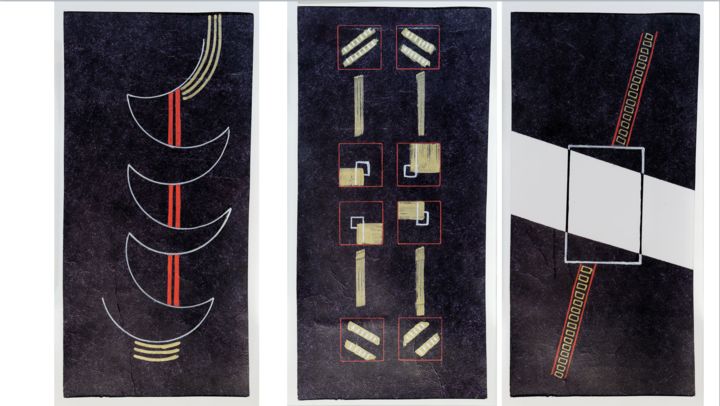 Collages titled "Kerthiau-trois coll…" by Kerthiau, Original Artwork, Collages