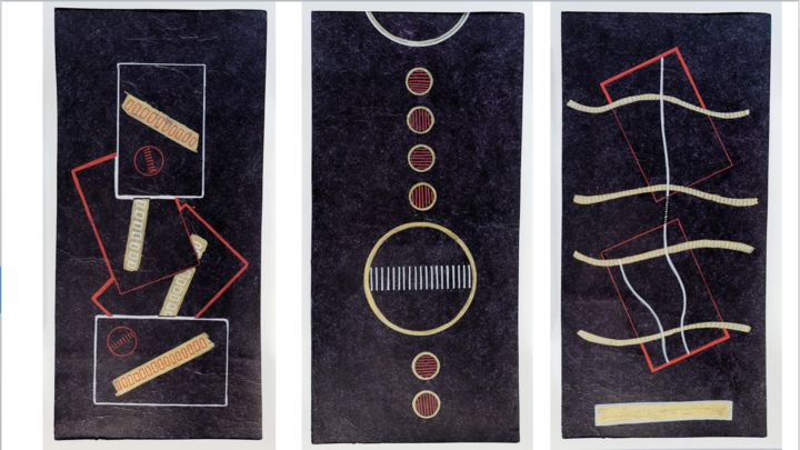 Collages titled "3 collages noir-4" by Kerthiau, Original Artwork, Collages