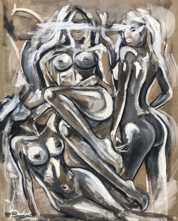 Painting titled "Amazons" by Barbsie, Original Artwork, Oil