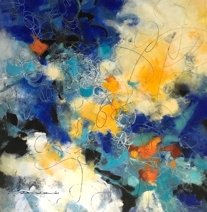 Painting titled "Énergie lumineuse" by Dam Domido, Original Artwork, Acrylic