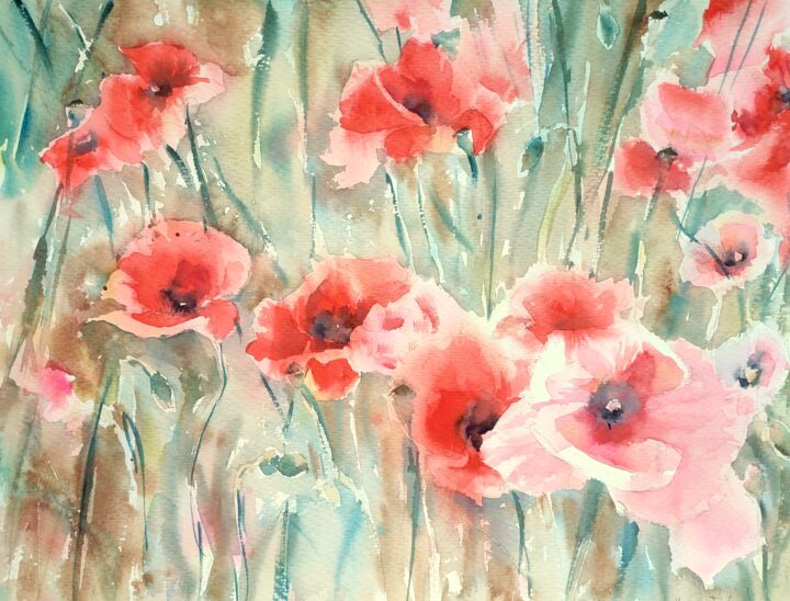 Poppy Season 绘画, 12x16 in