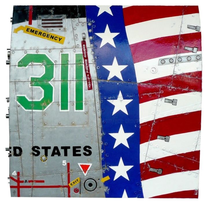 Скульптура под названием "AMERICAN PLANE 311" - Jerome Chauvin (JICE), Подлинное произведение искусства, Акрил