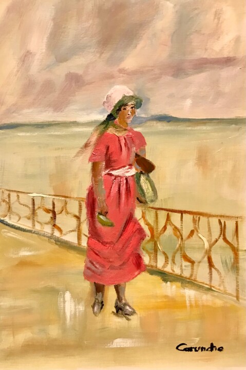 Pintura titulada "La dama de rosa" por Mónica Caruncho Fontela, Obra de arte original, Oleo
