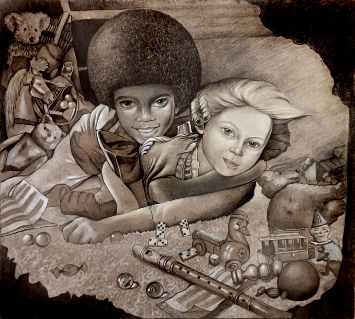 Drawing titled "dessin Yin et Yang" by Christiana Visentin Gajoni, Original Artwork, Graphite