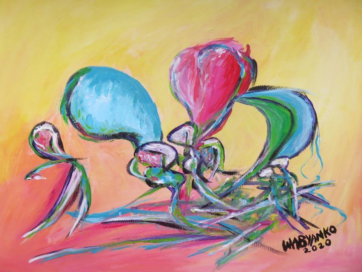 Peinture intitulée "Abstract Balloons" par Wabyanko, Œuvre d'art originale, Acrylique