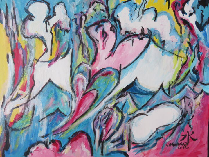 Peinture intitulée "Water abstraction" par Wabyanko, Œuvre d'art originale, Acrylique