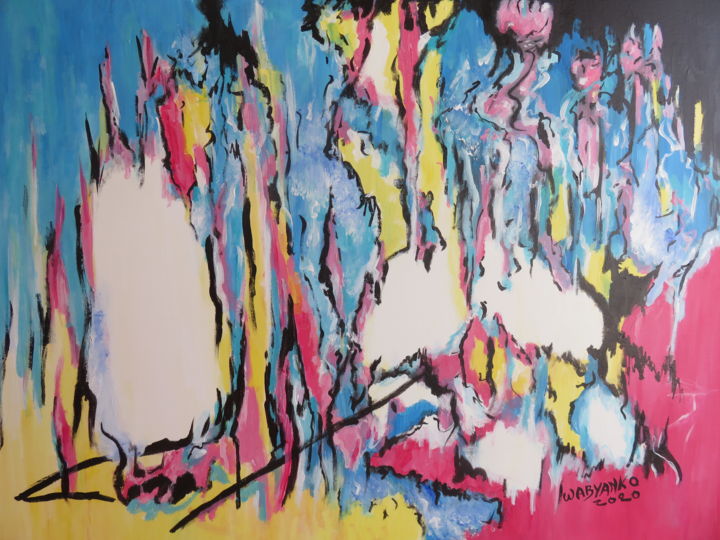 Peinture intitulée "Blue ghost abstract…" par Wabyanko, Œuvre d'art originale, Acrylique