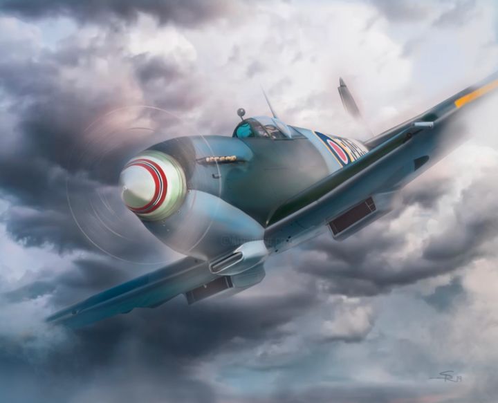 Arts numériques intitulée "Spitfire" par Sara-Rahel Roulet, Œuvre d'art originale, Peinture numérique