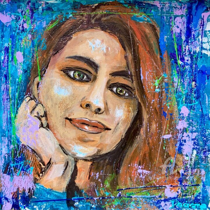 Malerei mit dem Titel "Self Portrait" von Daciana, Original-Kunstwerk, Acryl Auf Keilrahmen aus Holz montiert