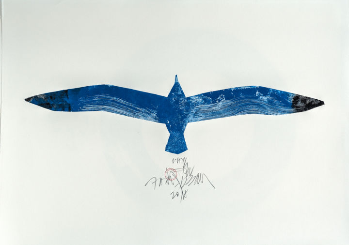 Printmaking titled "Seagull 1" by Leon Zakrajšek, Original Artwork, Monotype